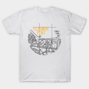 Ellesmere Port Map (Orange & White) T-Shirt